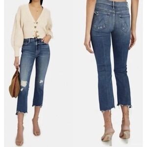 MOTHER‎ Jeans The Insider Crop Step Women's Size 25 Blue Chew Dancing on Coals